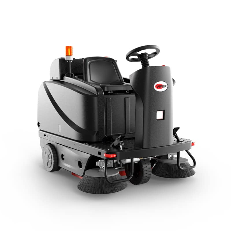 Viper ROS1300 ride-on industrial floor sweeper available for warehouse and factory cleaning hire