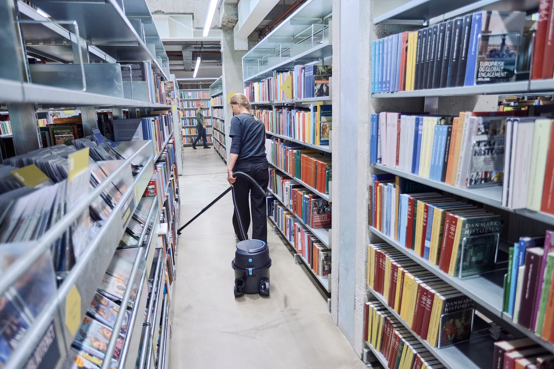 Nilfisk VP500 being used in a library and education environment